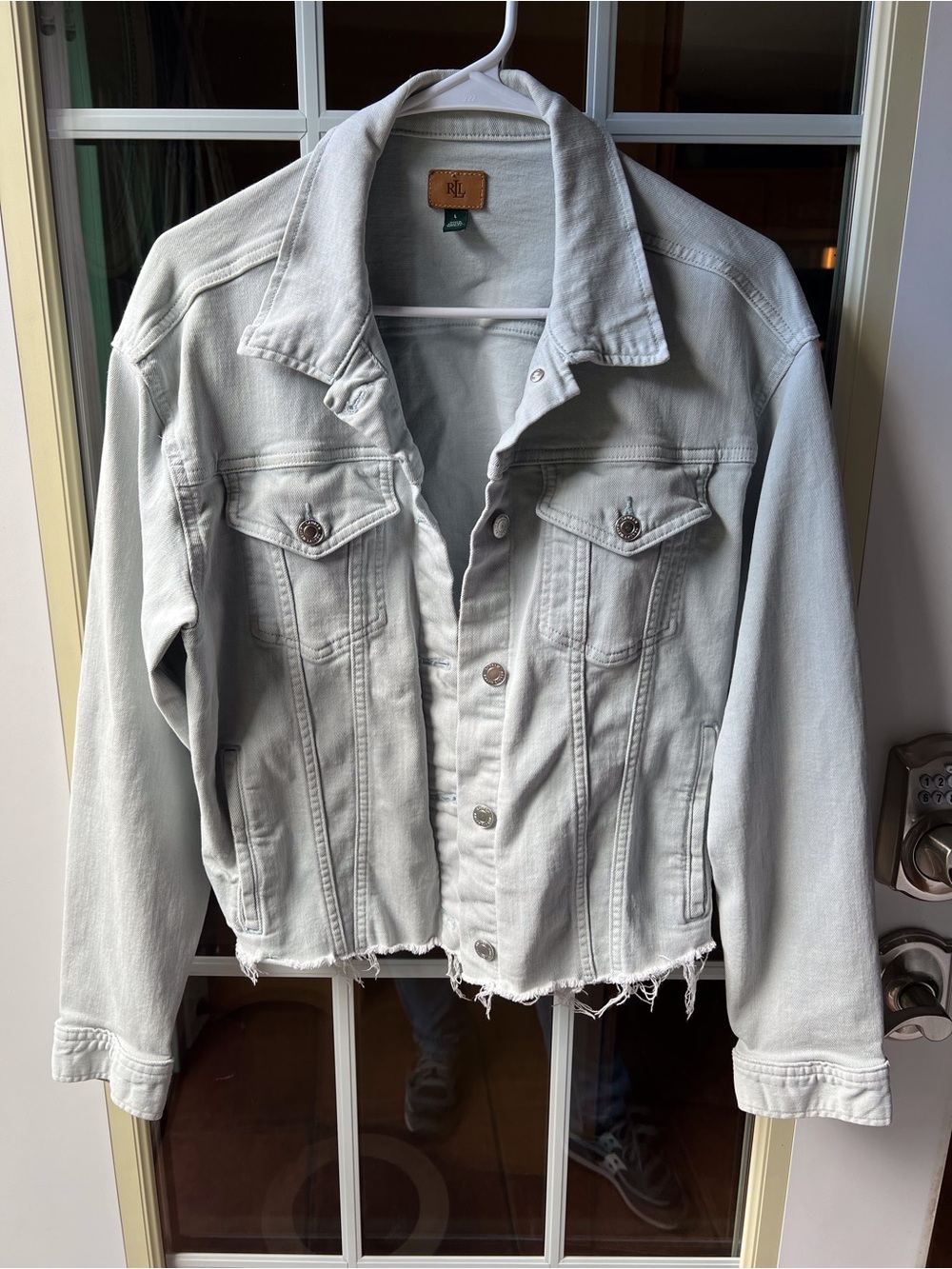 Ralph Lauren Light Gray Frayed Hem Denim Jacket